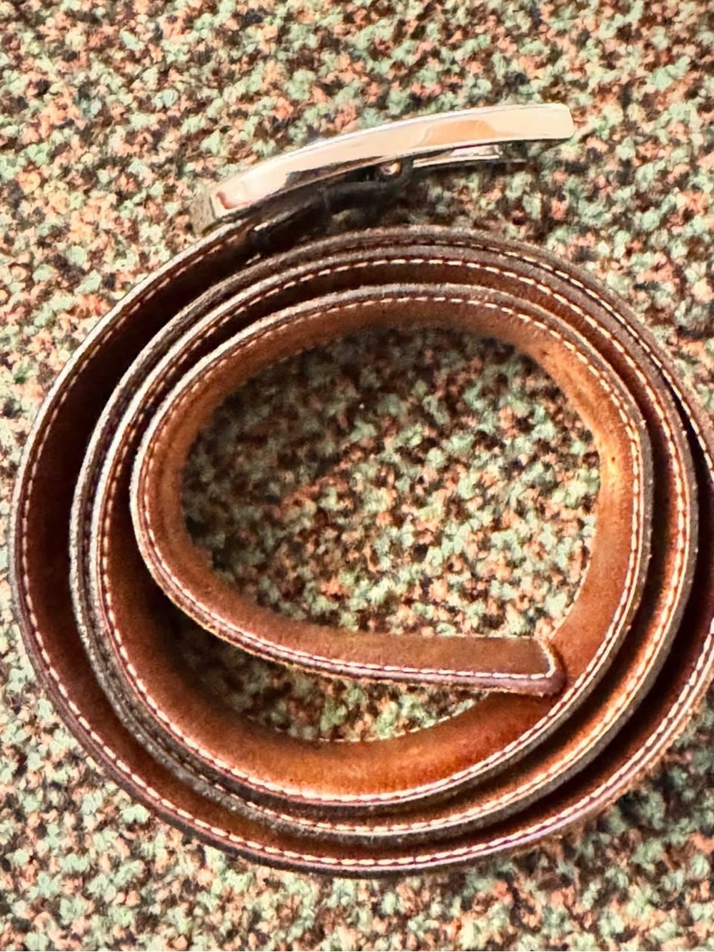 Gucci Brown Leather Belt with Silver Buckle